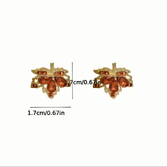 Cubic Zirconia Autumn Leaf Earrings - Picture 4 of 5